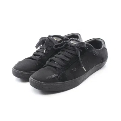 Saint Laurent Logo Sneakers Canvas Damage Processing In Black