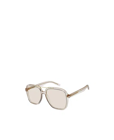 Saint Laurent Logo Square-frame Glasses In White