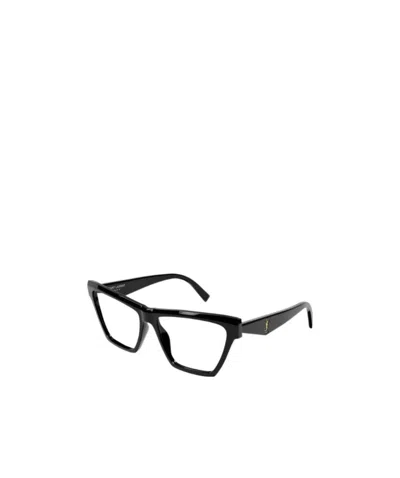 Saint Laurent Logo Square Glasses In Black