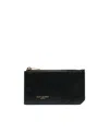 Saint Laurent Men Black Card-holder With Embossed Logo In Leather Man In Black