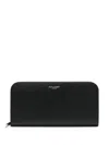 Saint Laurent Paris Black Textured Leather Zip-around Wa In Black