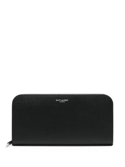 Saint Laurent Logo-stamp Wallet In Black