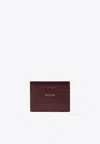 Saint Laurent Dark Ruby Leather Credit Card Holder In Brown