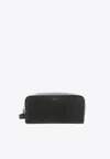 Saint Laurent Logo Stamped Pouch Bag In Black