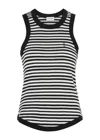Saint Laurent Monogram-embroidered Stripe Tank Top In Black And White