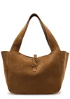 Saint Laurent Logo Suede Cabas Tote In Brown