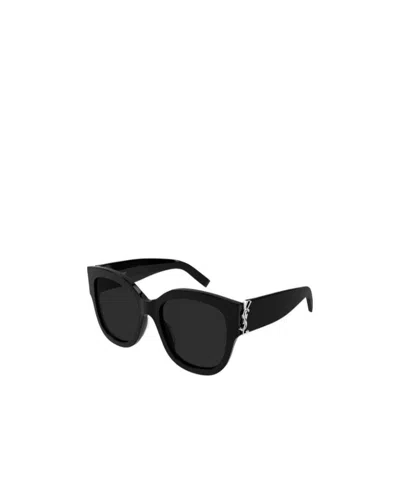 Saint Laurent Logo Sunglasses In Black