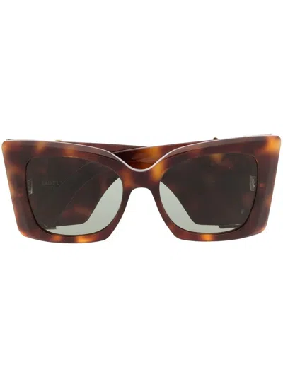 Saint Laurent Logo Sunglasses In Black