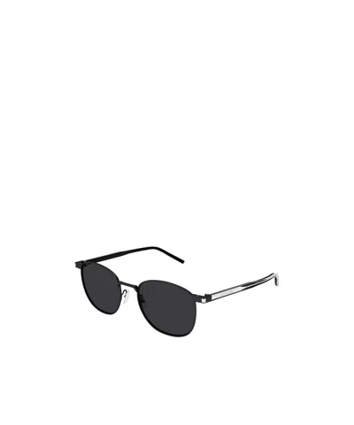 Saint Laurent Logo Sunglasses In Black
