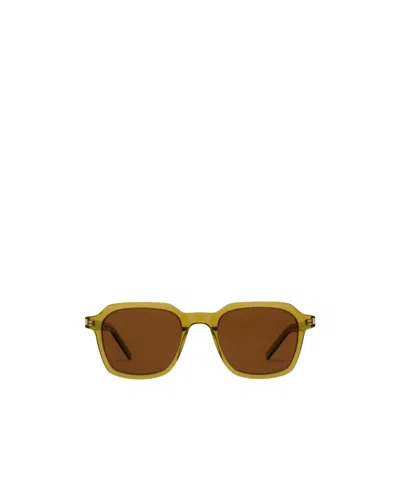 Saint Laurent Logo Sunglasses In Brown