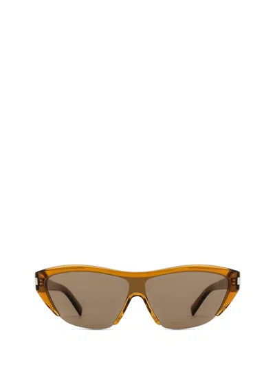Saint Laurent Logo Sunglasses In Brown