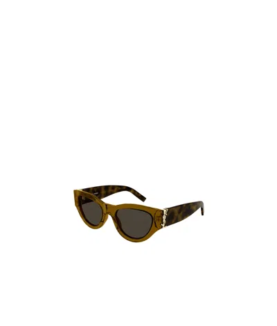 Saint Laurent Logo Sunglasses In Brown