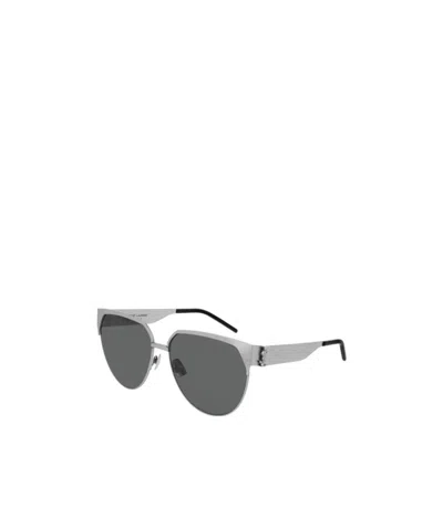 Saint Laurent Logo Sunglasses In Gray