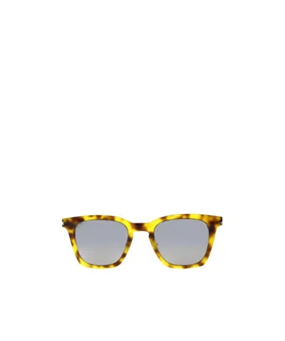 Saint Laurent Logo Sunglasses In Gray