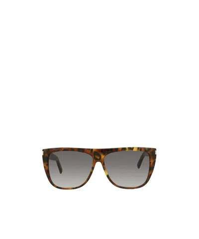 Saint Laurent Logo Sunglasses In Gray