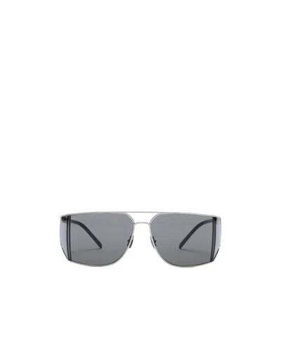 Saint Laurent Logo Sunglasses In Gray