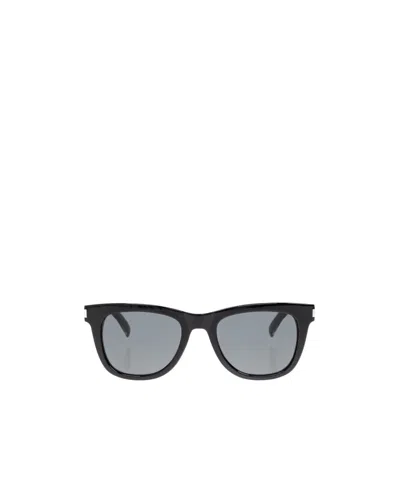 Saint Laurent Logo Sunglasses In Gray