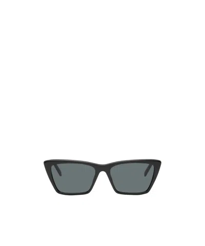 Saint Laurent Logo Sunglasses In Gray