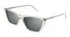 Saint Laurent Sl 737 Mica Thin Linea Sl Logo 004 Beige Silver Sunglasses In Gray