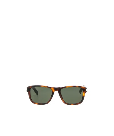 Saint Laurent Logo Sunglasses In Green