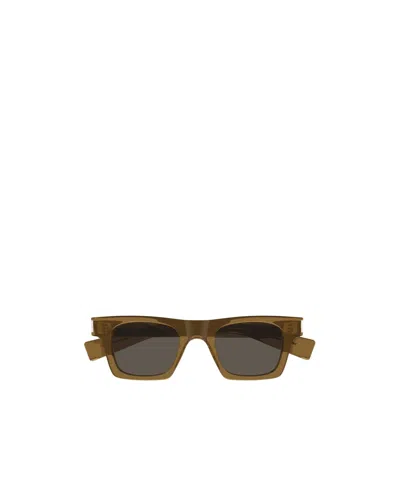 Saint Laurent Logo Sunglasses In Green