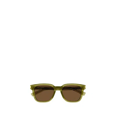 Saint Laurent Logo Sunglasses In Green