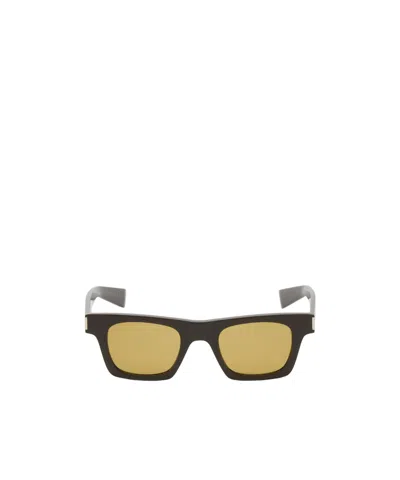Saint Laurent Logo Sunglasses In Green