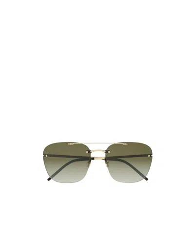 Saint Laurent Logo Sunglasses In Green