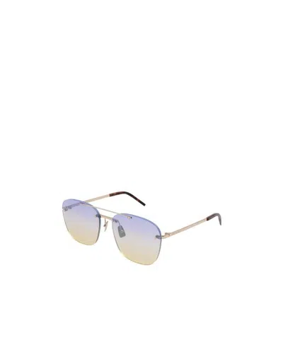 Saint Laurent Logo Sunglasses In Nude