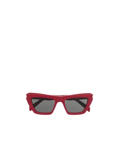 Saint Laurent Logo Sunglasses In Red