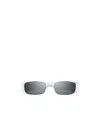 Saint Laurent Rectangular Metal Sunglasses In Shiny Silver