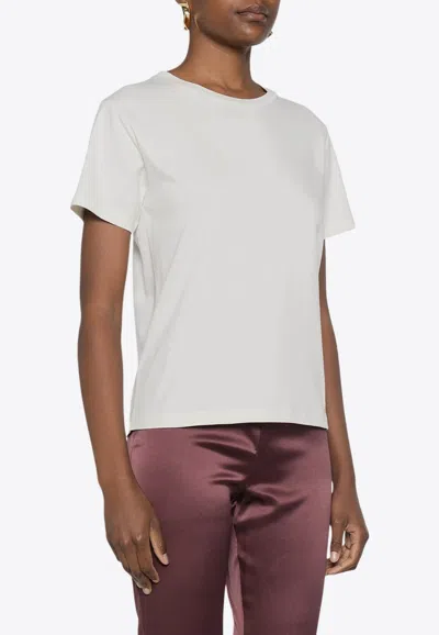 Saint Laurent Logo Tag Crewneck T-shirt In White