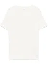 Saint Laurent Logo Tag Crewneck T-shirt In Beige