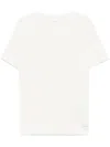 Saint Laurent Logo Tag Crewneck T-shirt In Weiss