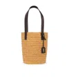 Saint Laurent Small Panier Raffia Shoulder Bag In Yellow