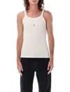 Saint Laurent Logo-embroidered Tank Top In Beige