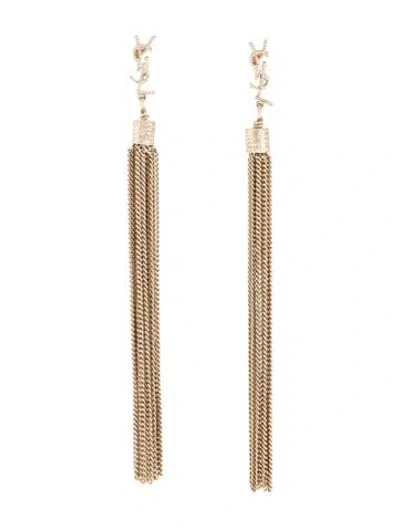 Pre-owned Saint Laurent Logo Tassel Drop Earrings In Multicolor