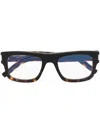Saint Laurent Logo Tortoiseshell-detail Glasses In Braun