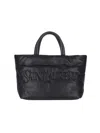 Saint Laurent Logo-debossed Padded Leather Tote Bag In Black  