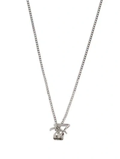 Pre-owned Saint Laurent Logo Twist Long Pendant Necklace, 25" In Multi