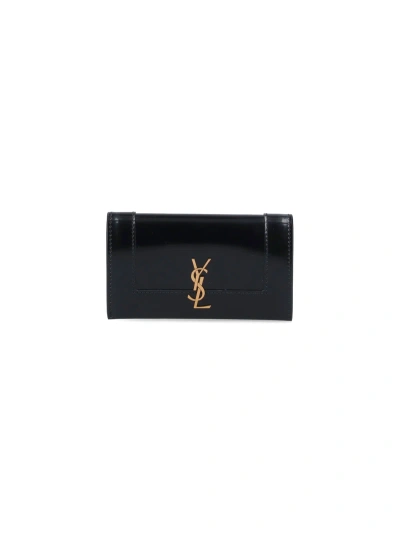 Saint Laurent Logo Wallet In Black  