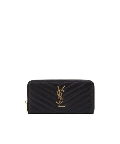 Saint Laurent Logo Wallet In Black