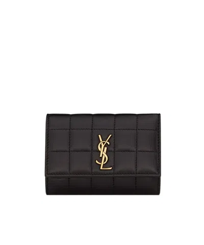 Saint Laurent Logo Wallet In Black