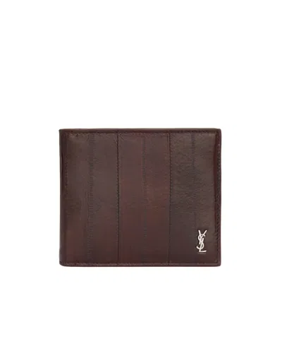 Saint Laurent Logo Wallet In Brown