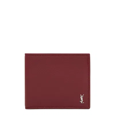 Saint Laurent Logo Wallet In Red