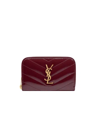 Saint Laurent Logo Wallet In Dkredwine