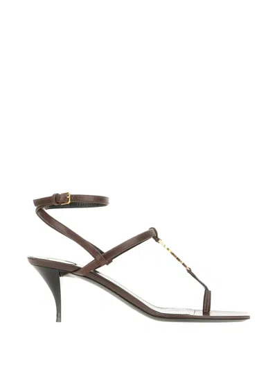 Saint Laurent Logo-detail Heeled Sandals In Multi