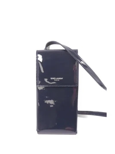 Pre-owned Saint Laurent Logo-detail Leather Crossbody Bag In Blue