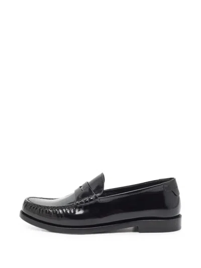Pre-owned Saint Laurent Logo-detail Loafers In Black