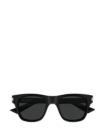 Saint Laurent Logo-detail Sunglasses In Black